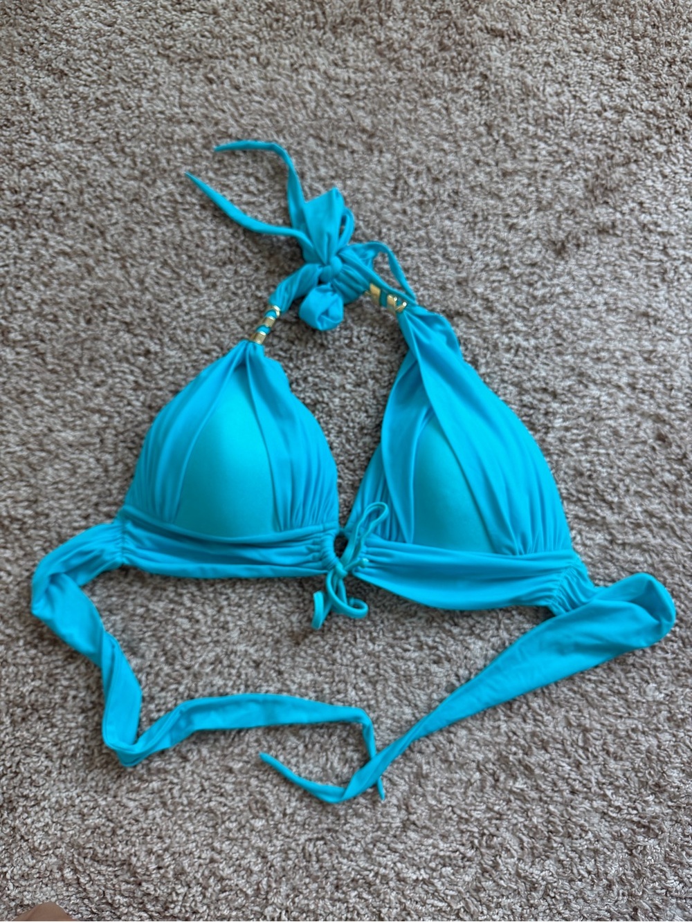 Turquoise Blue Triangle Bikini Top
